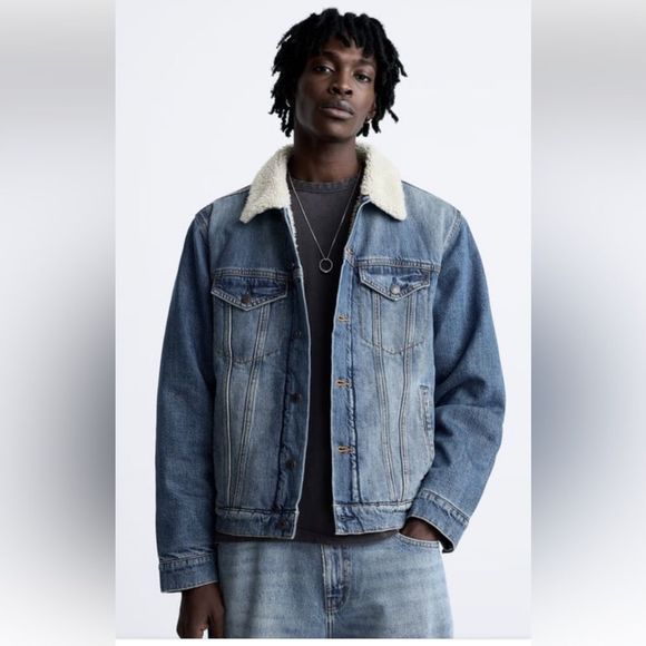 Zara Other - Zara Mens Jean and Shearling Jacket XL